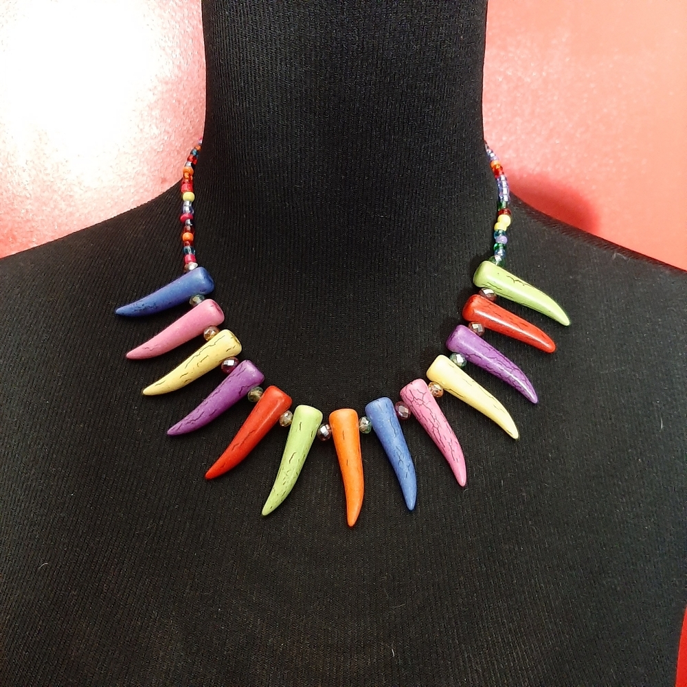 ☆ Colorful Spike Bone Necklace